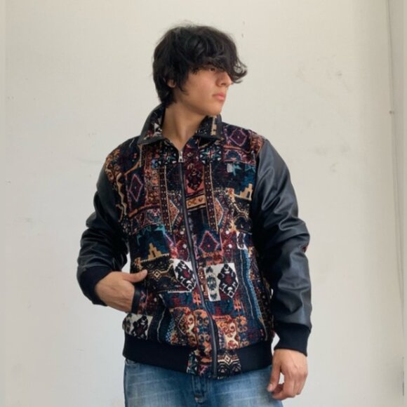 Men’s Tapestry Design Black Casual Jacket NWT - Picture 4 of 6